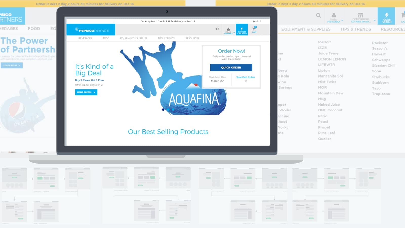 Before — auditing the existing site's sprawling navigation and information architecture